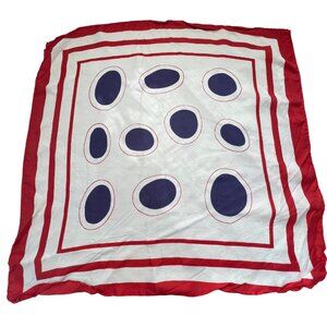 Vintage White Red Dot Square Scarf Lightweight Acetate Retro Neck Bandana